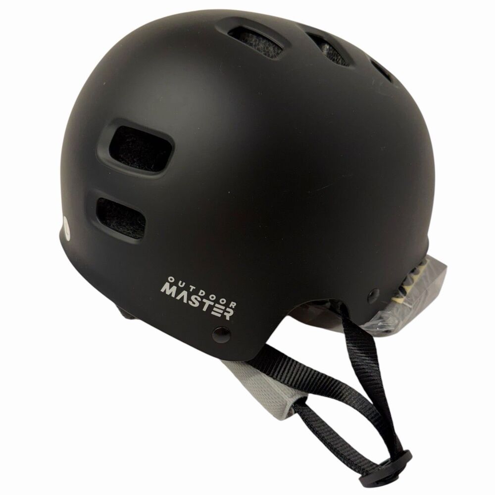 OutdoorMaster Skateboard Helmet Large 54-60cm Bike Scooter Matte Black Bold